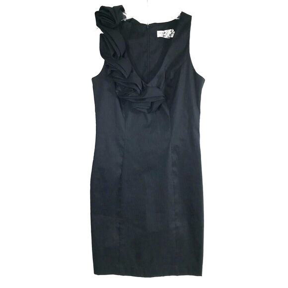 Jackie Jon Party Dress Womens Size 4 Black Ruffle Neckline Event Glam Twee - Picture 1 of 4